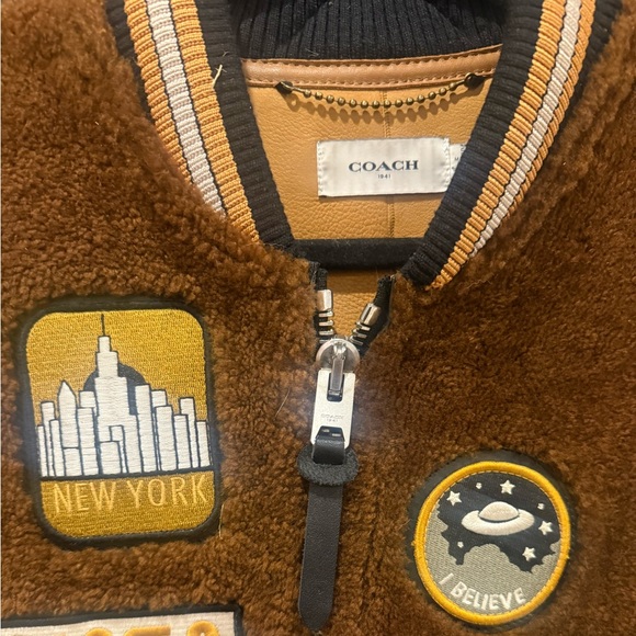 Coach Shearling Varsity Jacket with Patches - Picture 5 of 7